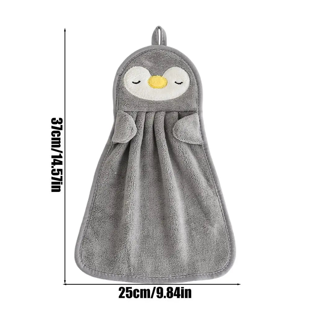 Hand Towels Absorbent Velvet Hand Towel Cute Animal Design Household Hanging Kitchen Dishwashing Towel for Home Bathroom Oasis Select Gray
