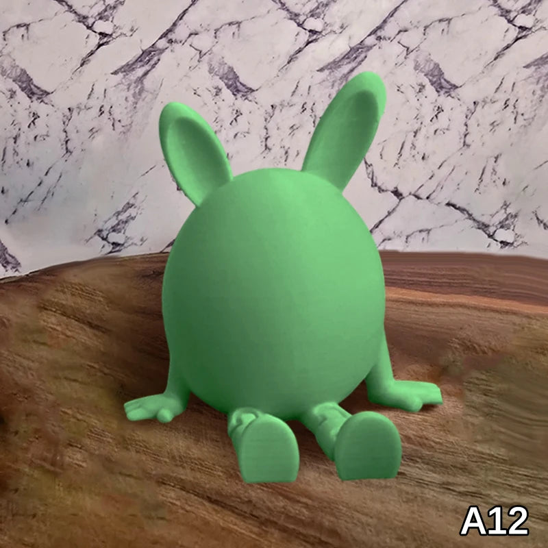 Articulated Bunny Egg Figurine Easter Decoration Movable Leg Joint Egg Statue Home Office Desktop Ornament And Gift Oasis Select A12