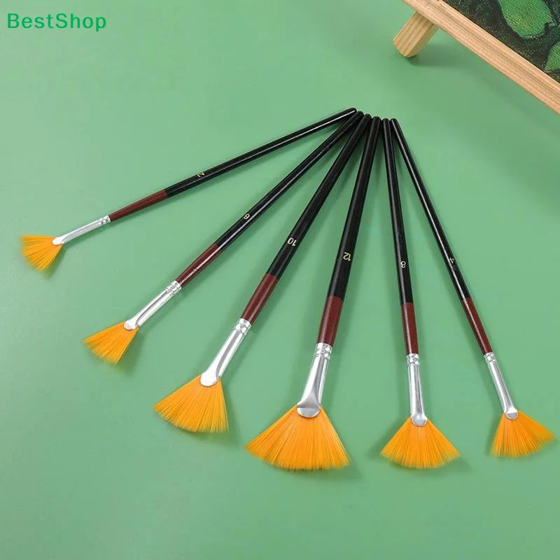 6-Piece Fan Paint Brush Set – Acrylic, Watercolor & Oil