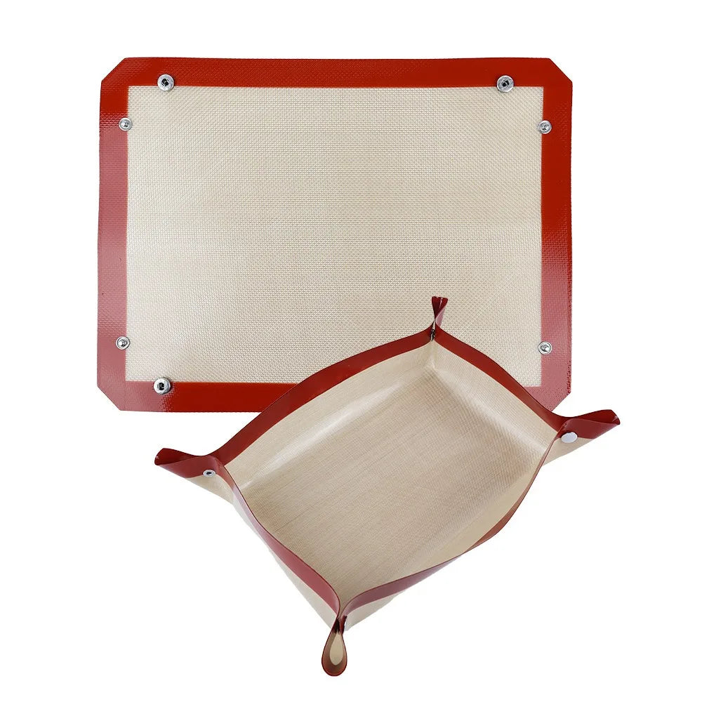 Baking Mat Silicone Leakproof Cookie Tray Non-stick Baking Basket Heat Resistant Oven Liner Home Kitchen Tools Baking Mat Oasis Select RED-1PCS