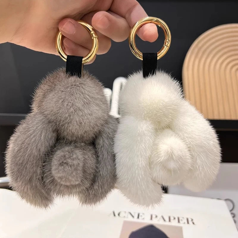 Cute Rabbit Plush Keychain Women Bag Car Keychain Pendant Decoration Jewelry Bags Hanging Accessories Gifts Oasis Select