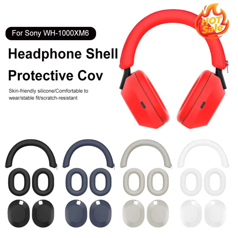 3Pcs Replacement Ear Pads Non-Scratch Silicone Headset Protective Case Headbeam/Earmuff Sleeve/Shell for Sony WH-1000XM6 Headset Oasis Select