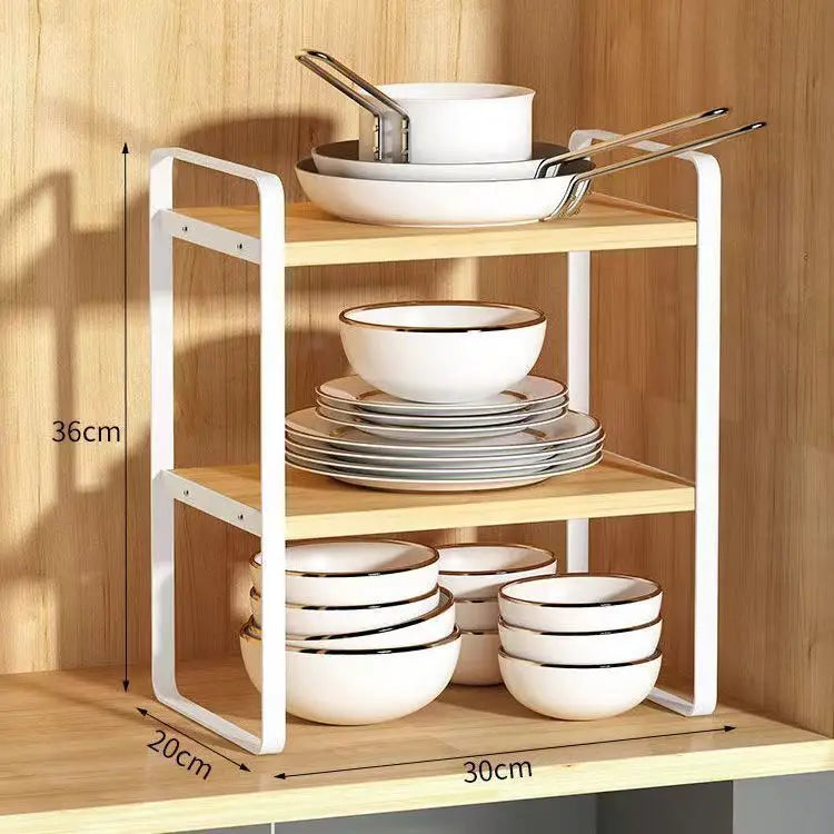 Countertop Kitchen Storage Rack – Layered Cabinet Organizer