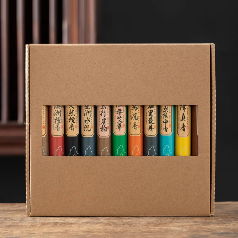 11 Fragrances Available with Gift Box in 20g Cans Approximately 40pcs/can Natural Linear Sandalwood Stick Incense Long-lasting Oasis Select set