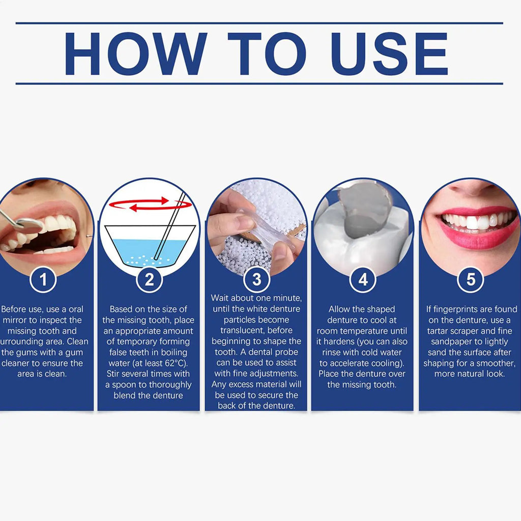 Teeth Repair Glue 30g Pliable Strong Hold Bonding Glue for Loose Teeth for Adults Women Beginners Men Home School Commuting Oasis Select