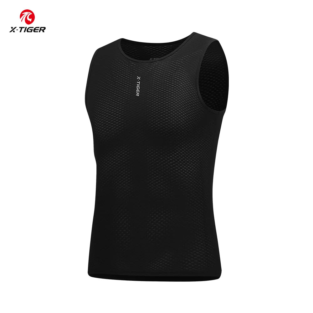 X-TIGER Men Cycling Undershirt Sports Quick Dry Cycling Base Layer Vest High Elastici Breathable Sleeveless Road Bike Undershirt Oasis Select XM-WS-39301 L