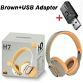 H7 Tv Bluetooth Headphone Wireless Headphone With USB Adaptor Headset Noise Cancelling Stereo Bass Earphone Foldable for TV PC Oasis Select Brown With Adapter