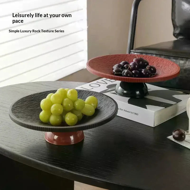 Elegant Textured Pedestal Fruit Tray Stable Sturdy Base Minimalist Design for Home Kitchen Snack Serving Display Oasis Select
