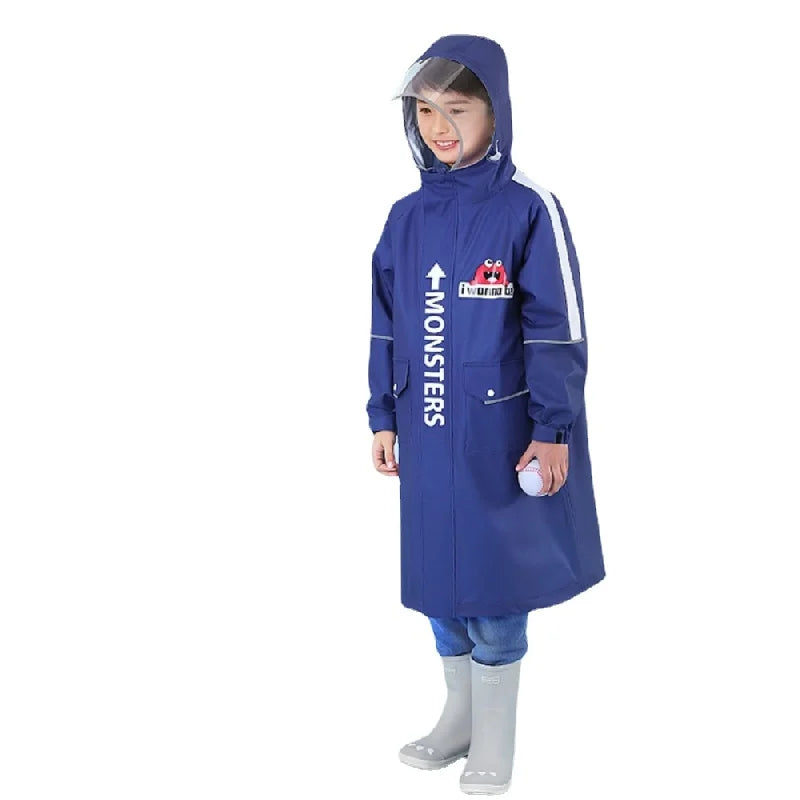 Childrens Raincoat Full Waterproof Skin Friendly Thickened Fabric Raincoat with Schoolbag for Middle and Primary School Students Oasis Select