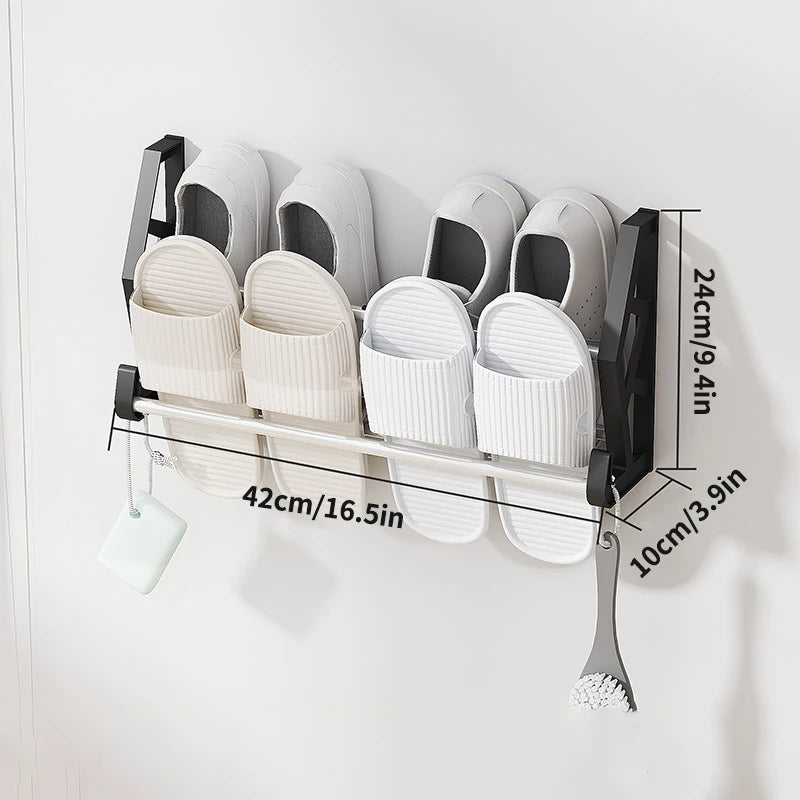 Wall-Mounted No-Drill Shoe Rack – Multi-Layer Slipper Organizer