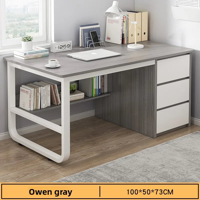 Desk Desktop Computer Desk Simple Home Desk Student Bedroom Bookshelf Integrated Writing Desk Oasis Select Ash-100-50-A