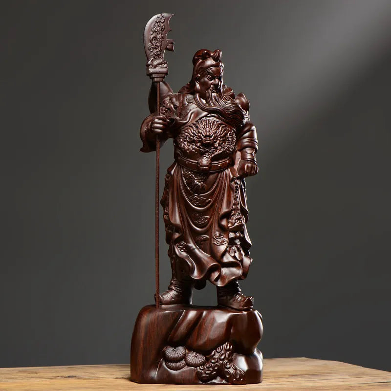 Ebony Wood Carved Guan Gong Statue Home Living Room Entrance Decor Craft Gift Living Room Decoration Oasis Select B 30cm x 11cm x 5cm