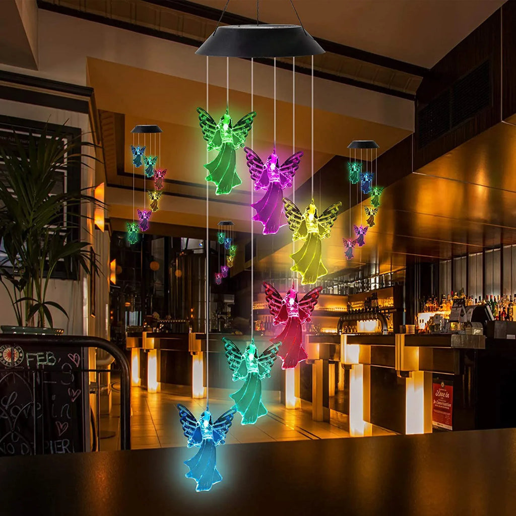 Solar Powered Wind Chime Garden Lights -Outdoor Solar Stake Lights for Yard, Landscape Decoration, Auto on/Off, Waterproof, IP65 Oasis Select Angel