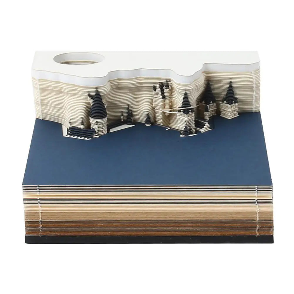 2026 Creative Hogwarts Magic Castle Calendar Sticker With Light 3D Hand-torn Castle Calendar Tear-Away Notepad DIY Craft Gifts Oasis Select B