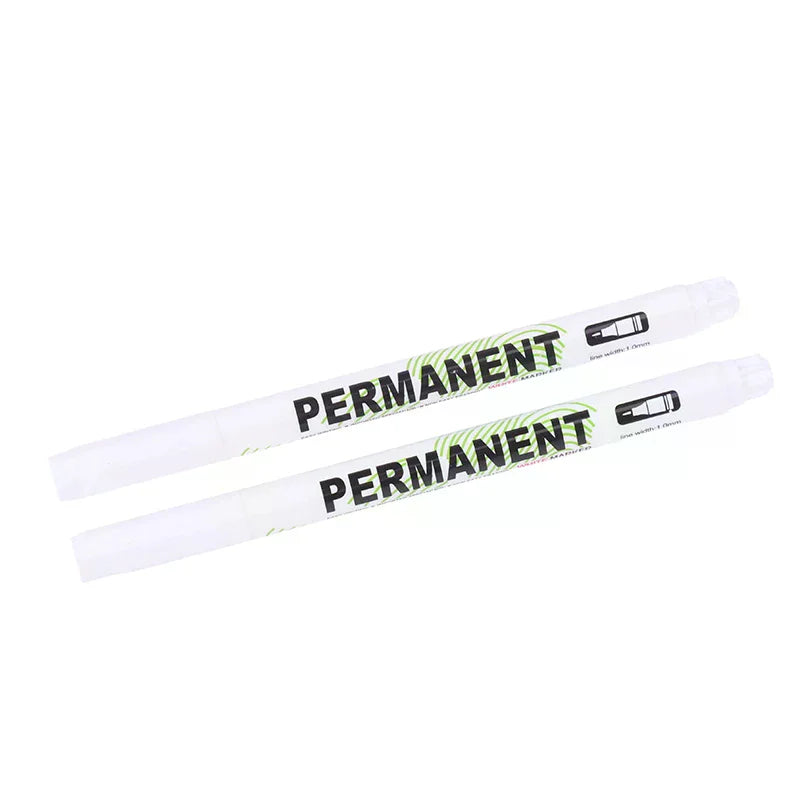 2Pcs 1.0mm White Permanent Marker Pens Deep Hole Marker For Wood Rock Plastic Leather Glass Stone Metal Art Marker Oasis Select
