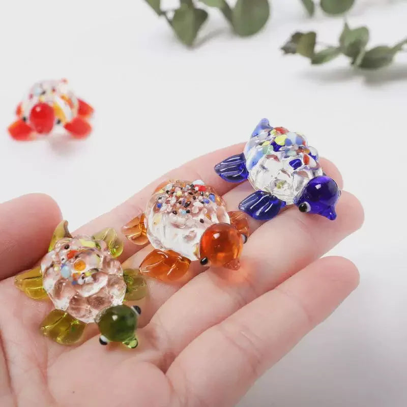 Cute Glass Turtle Miniature Figurine Japan Style Cartoon Sea Animal Ornaments Aquarium Fish Tank Kawaii Decor Accessories Oasis Select