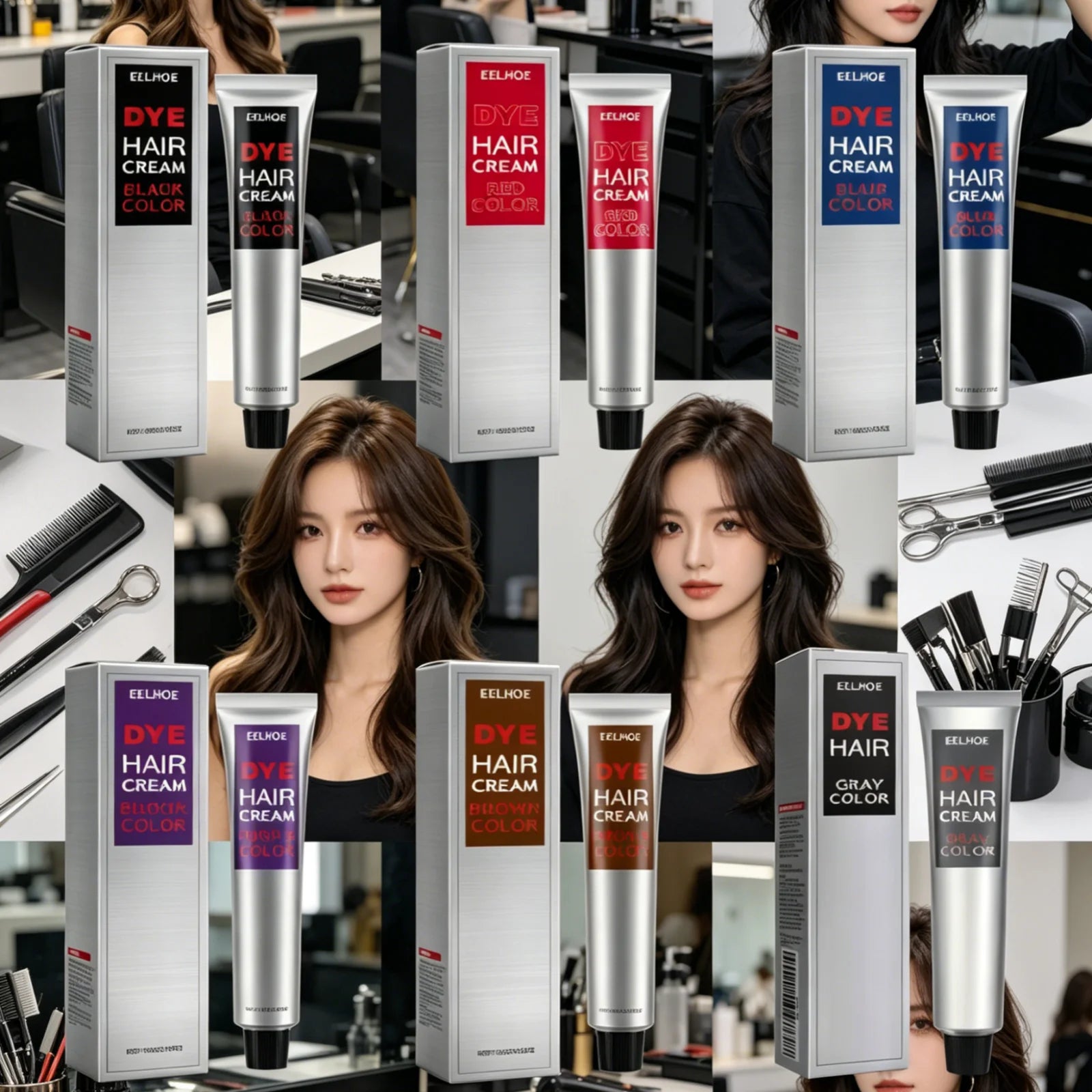 EELHOE Hair Dye Cream Smooth Silky Long Lasting Vibrant Color Nourishing Fashion Gentle Formula Protect Hair Coloring Cream 100g Oasis Select