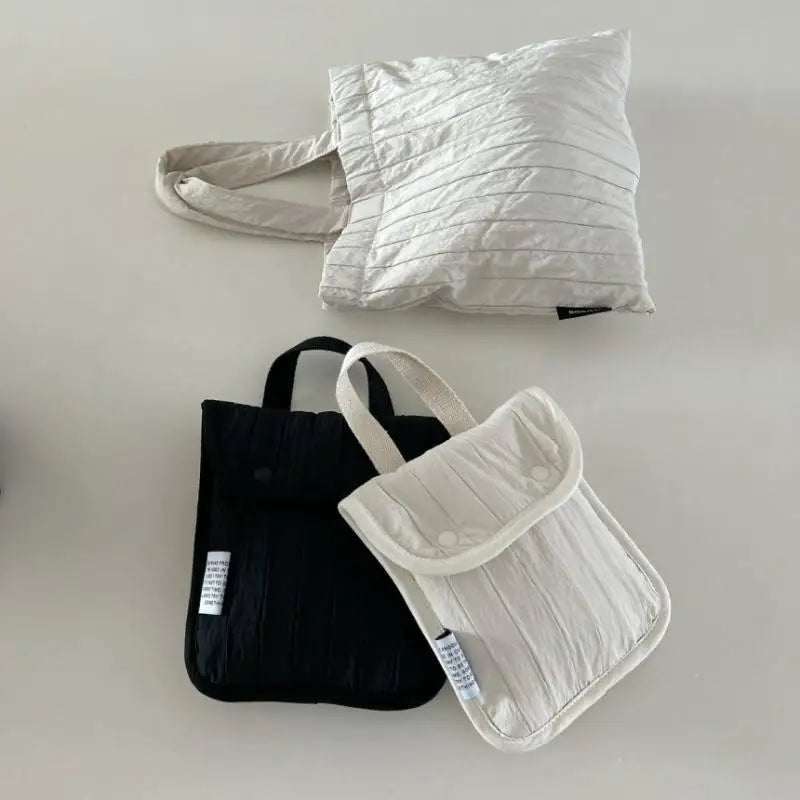 Minimalist Quilted Nylon Mini Bag Portable Small Handbag With Handle Snap Button Closure Casual Pouch For Daily Commute Travel Oasis Select