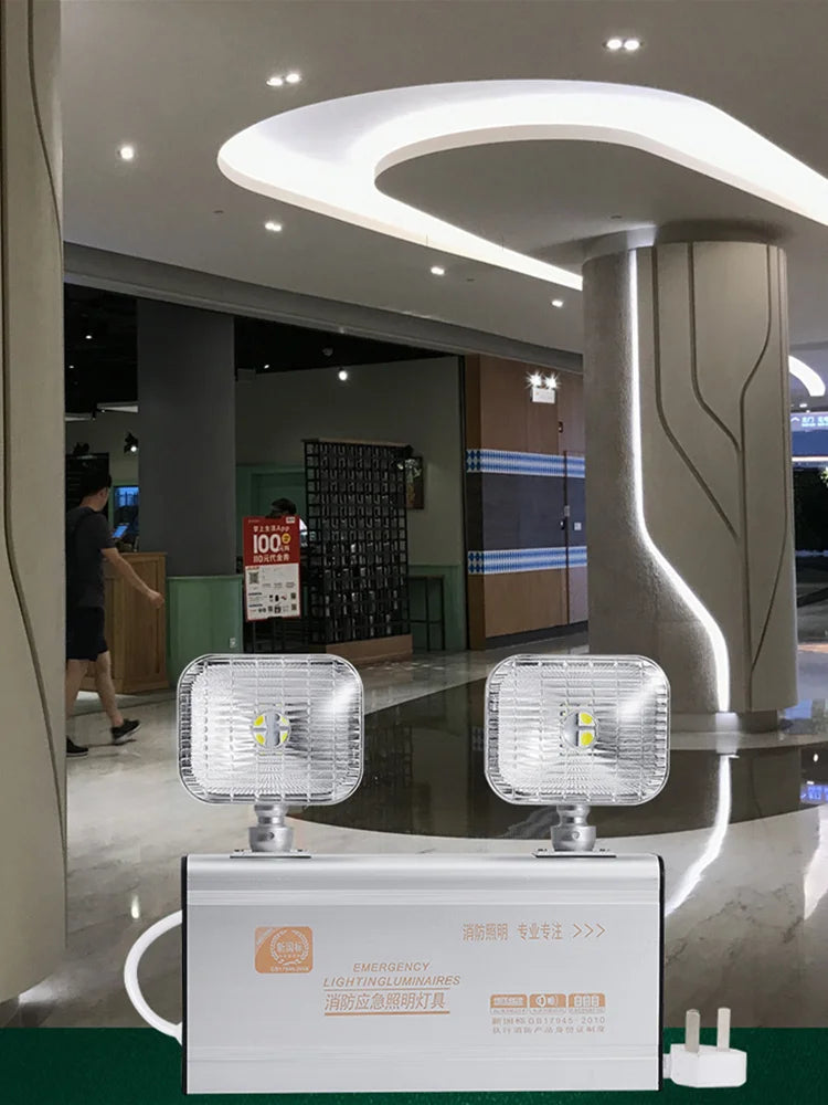 Double Head LED Emergency Light Wall Mount – AC200-240V Aluminum