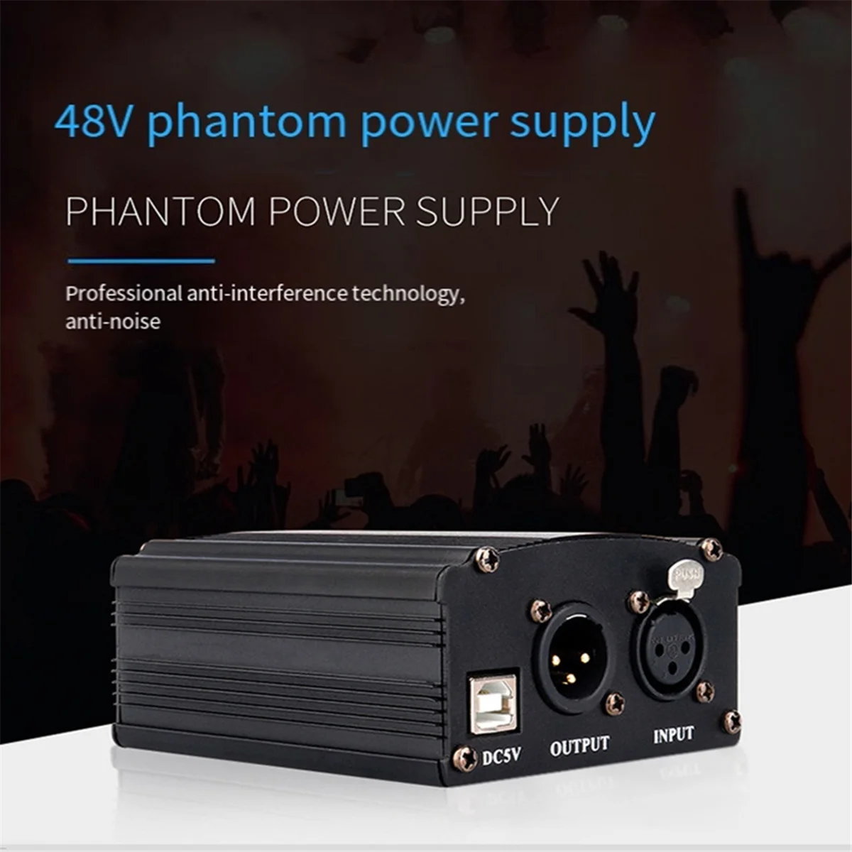 1-Channel 48V Phantom Power Supply with XLR 3 Pin Microphone Cable for Condenser Microphone Music Recording Equipment Oasis Select