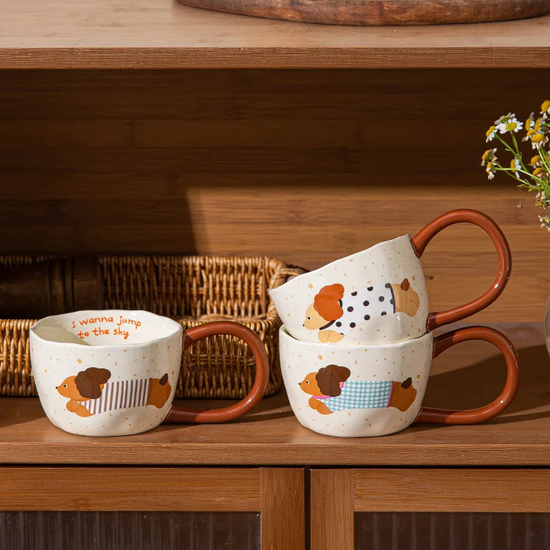 300ML Ceramic Mugs Coffee Cups Milk Tea Cup Ins Korean Style Oatmeal Breakfast Mug Drinkware Kitchen Afternoon Teacup Gifts Oasis Select