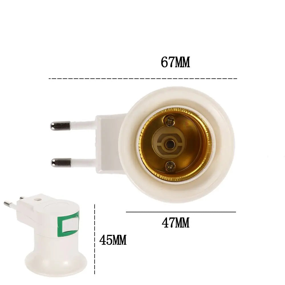 EU Plug to E27 Lamp Socket Adapter | On/Off Switch Lamp Socket Adapter Oasis Select