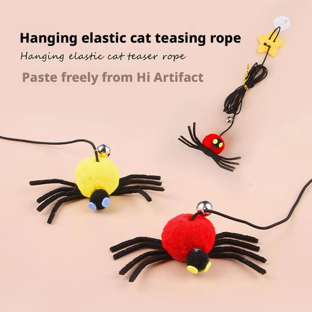 Cat Pet Toy Hanging Door To Relieve Depression Swinging Hanging Elastic Rope Feather Playing Stick Bell Spider for Pet Supplies Oasis Select