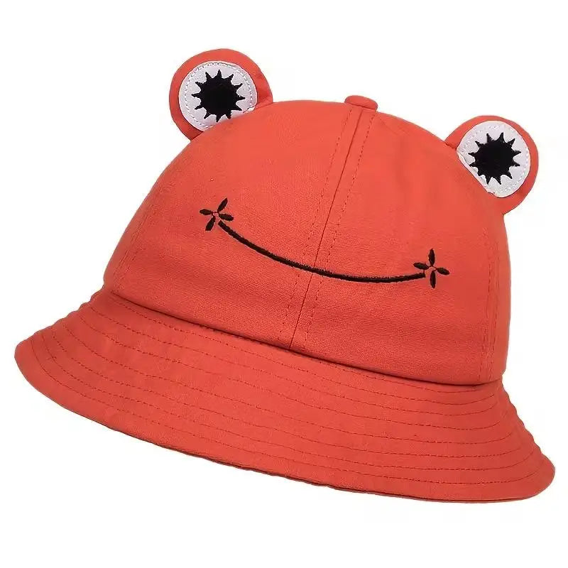 Women's New Frog Bucket Hats Summer Outdoor Cotton Wild Panama Fishing Sun Protection Sunscreen Casual Bob Caps Oasis Select Orange
