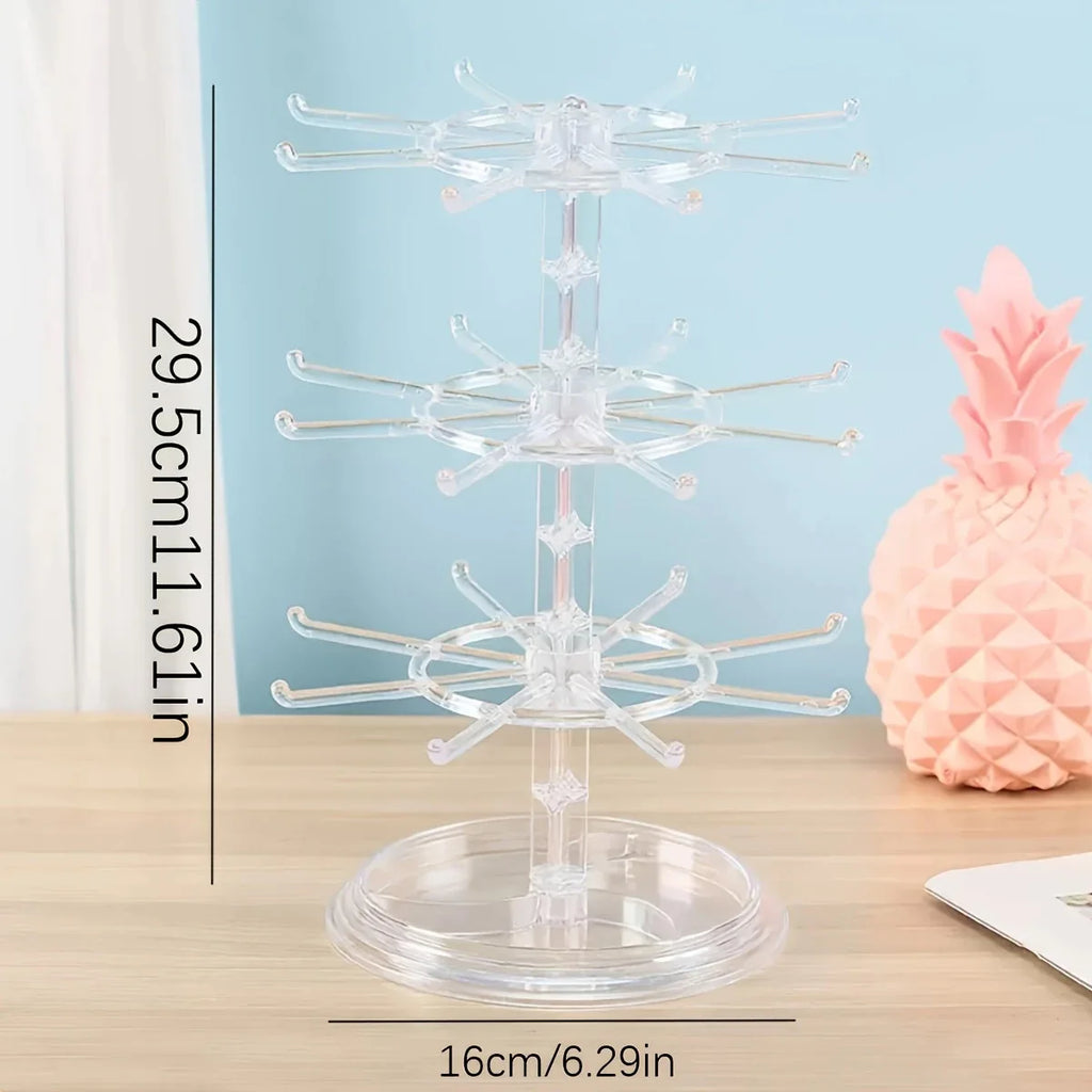 1pc, Multi layer rotating jewelry rack, necklace display rack, jewelry storage rack, bracelet hanging rack Oasis Select Transparent-3 layers