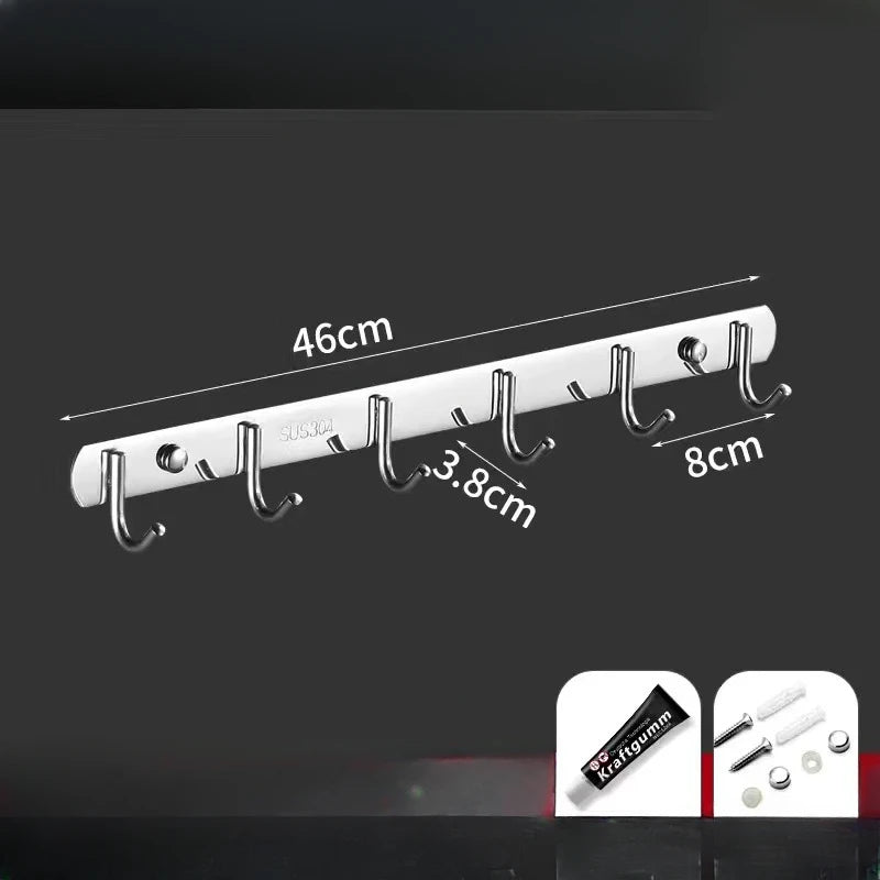 Stainless Steel Hook Hooks Toilet Clothes Hook Kitchen Supplies Hanger Punch-free Hook Rack Bathroom Hooks Punching Hooks Oasis Select