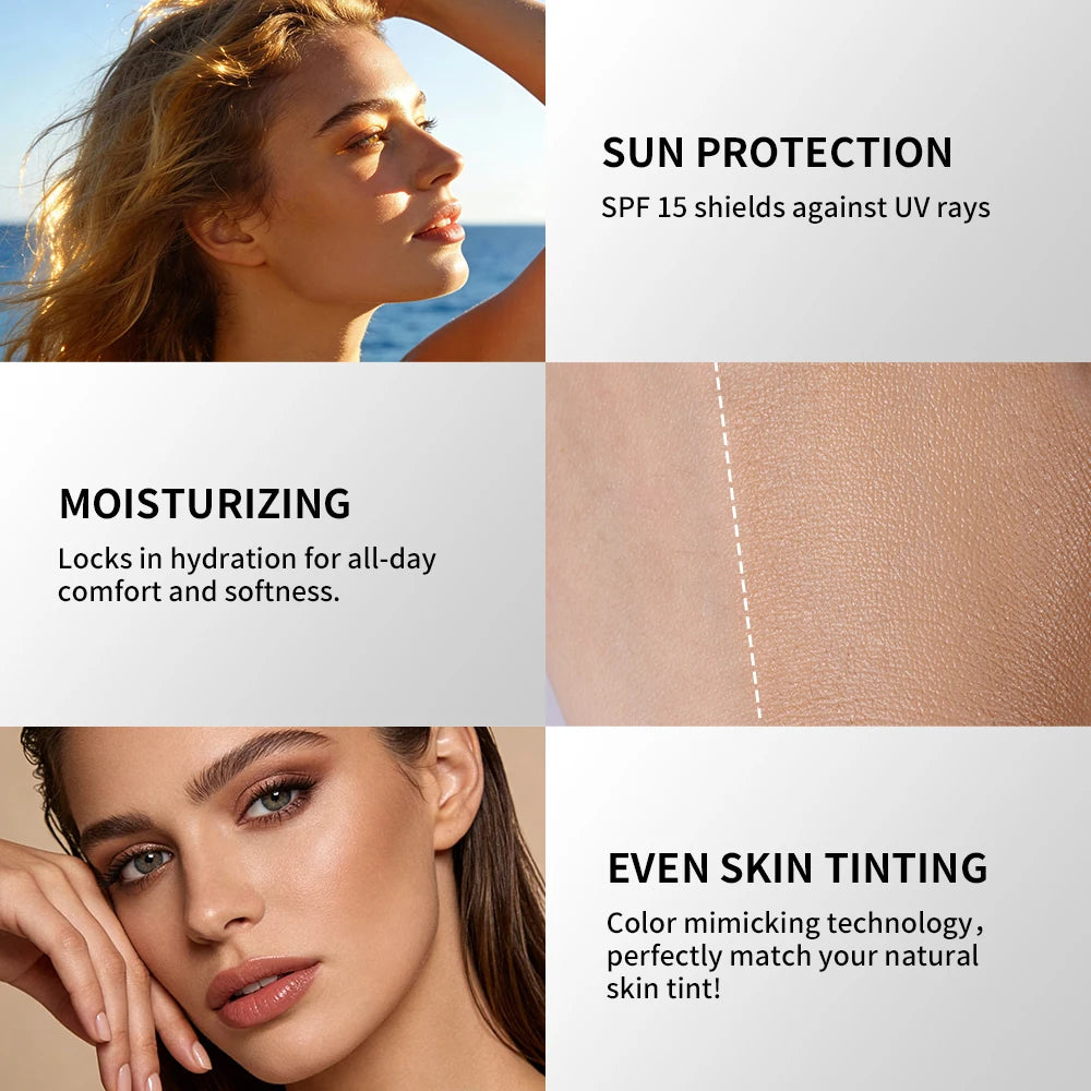 Lakerain Color Changing Liquid Foundation Brightening Moisturizing Skin SPF 15 Sunscreen Natural Even Skin Tone Slight Concealer Oasis Select