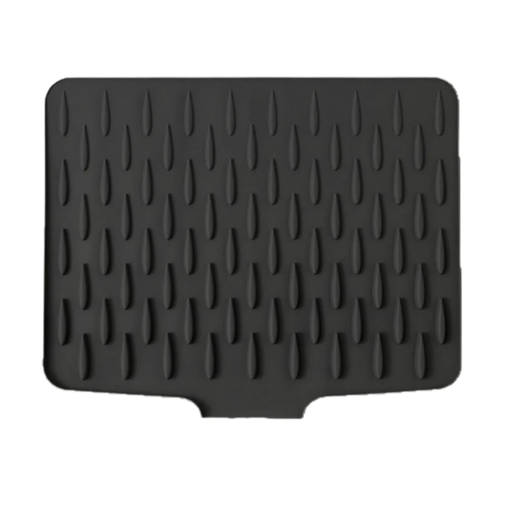 Silicone Dish Drying Mat with Water Diversion | Non-Slip Kitchen Silicone Drying Mat Oasis Select black