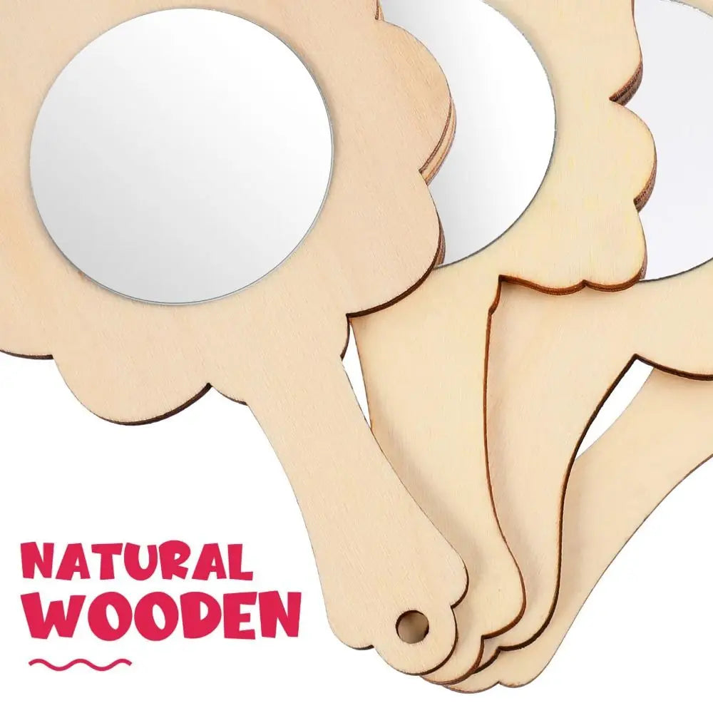 DIY Wooden Princess Mirror Craft Kit with Paintbrushes