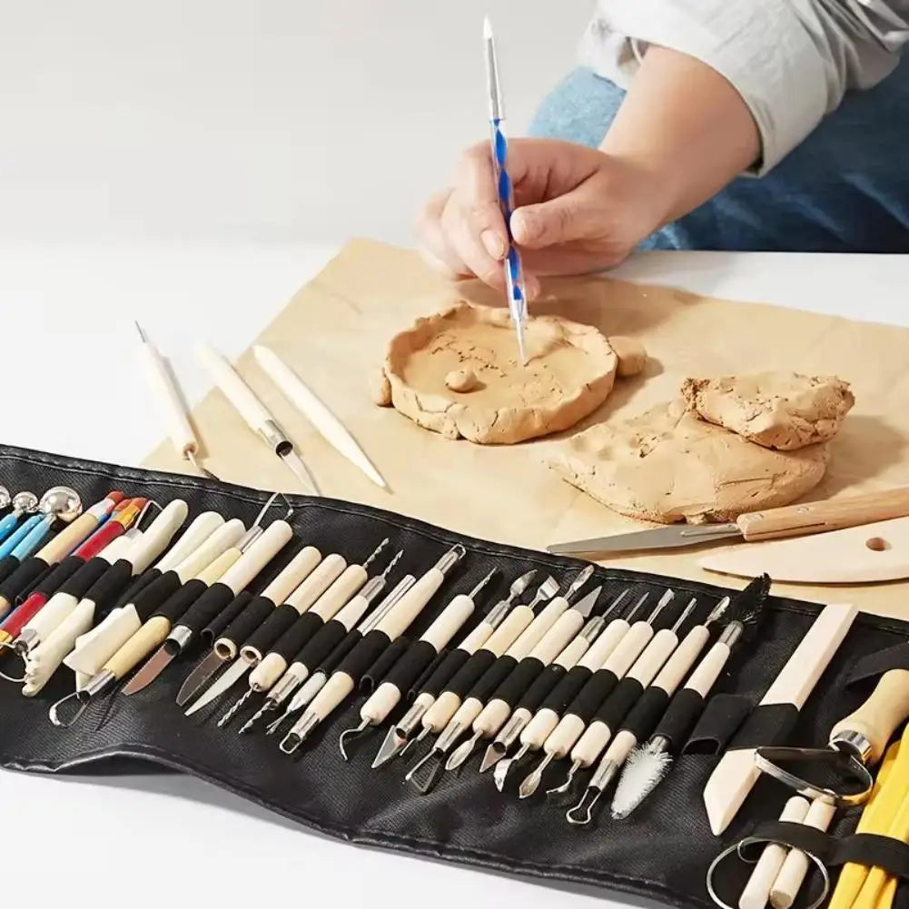 61-Piece Pottery Clay Sculpting & Carving Tools Kit