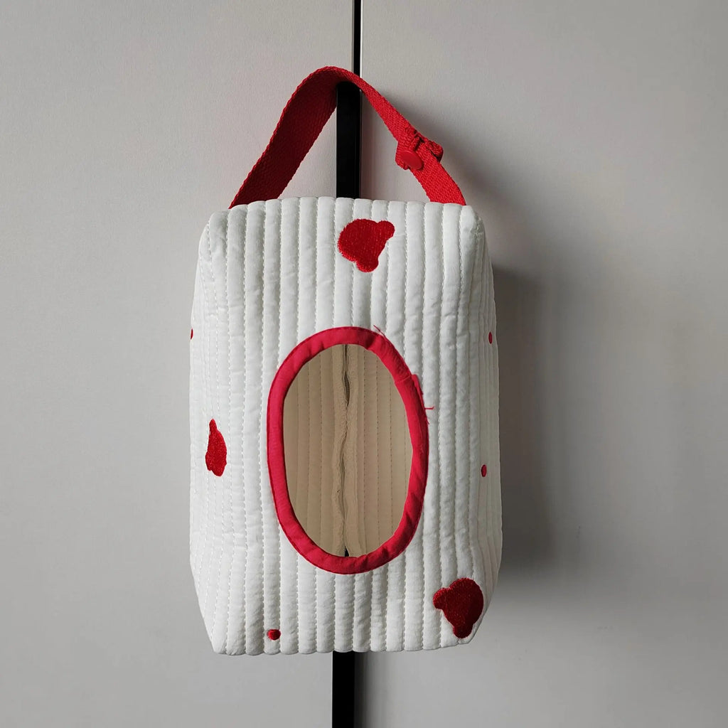 Cartoon Pattern Large Capacity Tissue Pouch Hanging Car Tissue Box Stroller Wipes Bag Storage Organizer Household Goods Oasis Select Red
