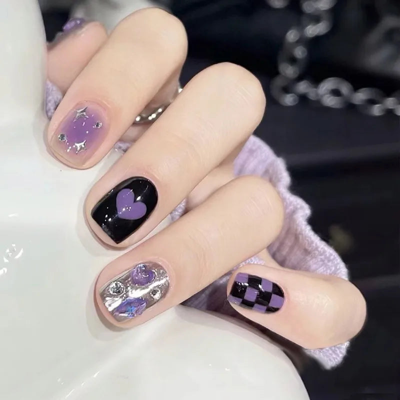 Fashion French Fake Nails, Gradient Handmade Press on Nails, Wearable Removable Glue on Nail Art Tips for Women Girls Daily Wear Oasis Select E
