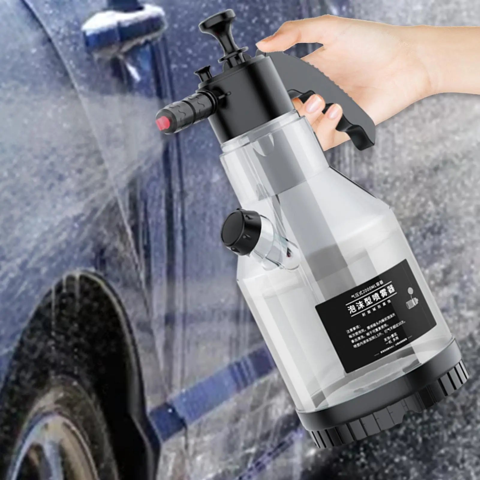 Car Wash Cannon 2L Foam Sprayer Garden Hose Compatible Car Detailing Snow Foam With Side-Opening Lid Anti-Wind For Floor Window Oasis Select
