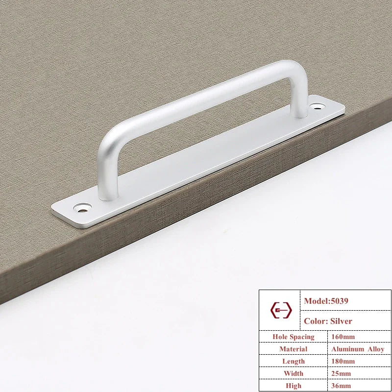 Aluminium Alloy Punch-free Furniture Cabinet Handle Sliding Barn Door Handle Pull And Flush Hardware Set Wood Door Drawer Handle Oasis Select Silver 160mm