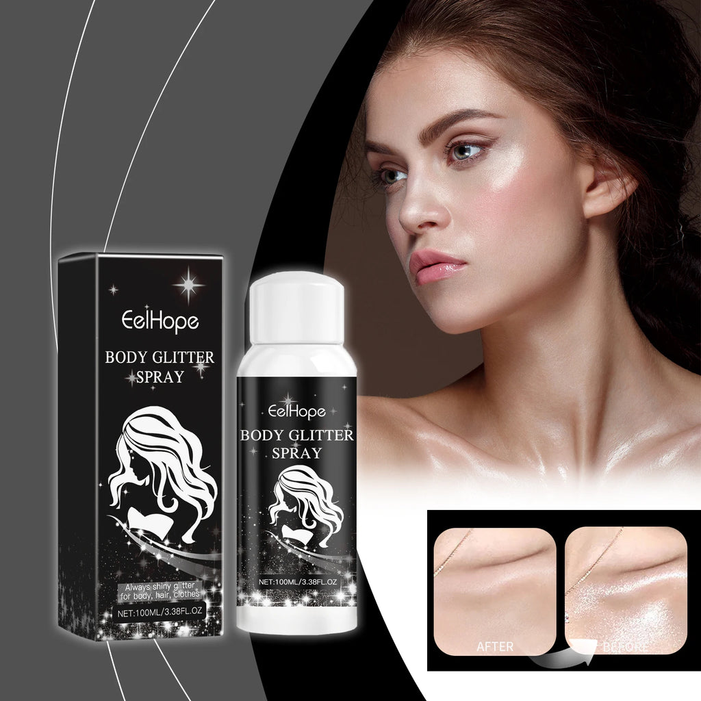 Eelhope Body & Face Glitter Spray – Shimmer Highlighter 100ml Body Glitter Spray Oasis Select