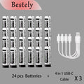 Bestely USB 1.5V AA 5800mAh Lithium ion Rechargeable Battery, AA Fast Charging Li-ion Akku , 2000 Cycle with USB- C Port Cables Oasis Select 24 pcs batteries