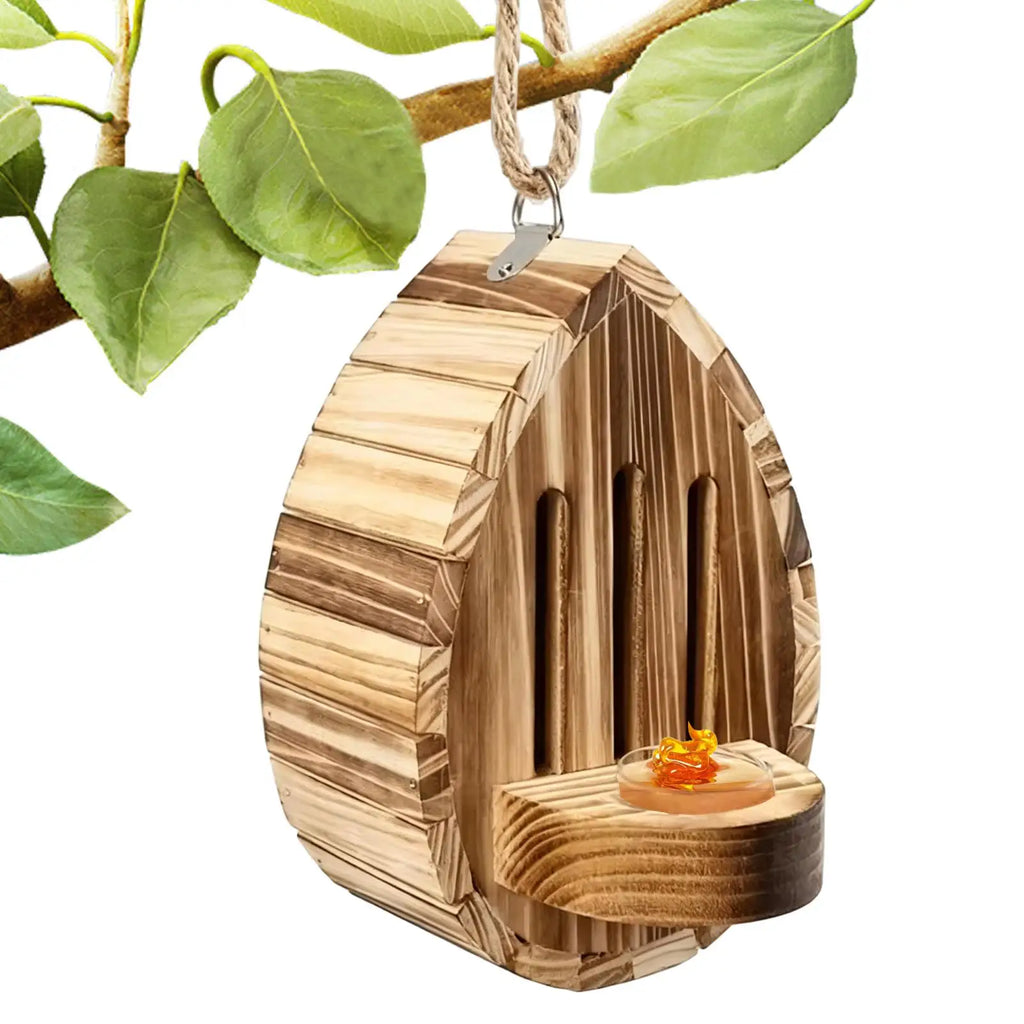 Wooden Butterfly House Natural Teardrop-Shaped Shelter Feeder Nesting Box Butterfly Habitat for Yard Grassland Pathway Driveway Oasis Select