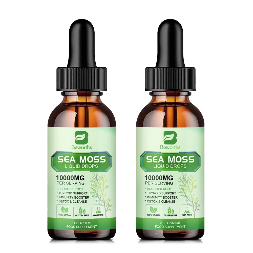 BEWORTHS Organic Seamoss Drops with Burdock Root and Spirulina Support Immunity and Gut Health, Help Digestion Weight Management Oasis Select 2bottles United States