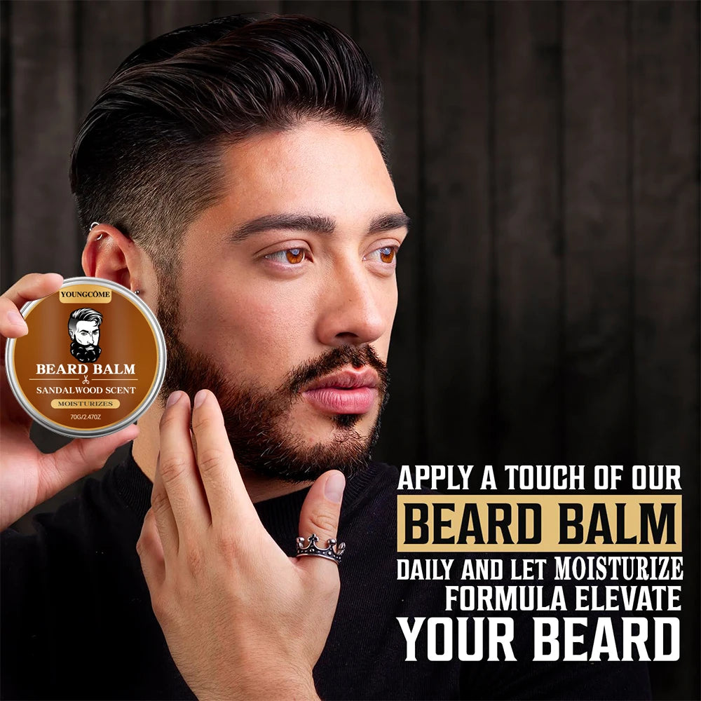 YOUNGCOME Beard Growth Oil & Sandalwood Balm | Argan Oil Kit Beard Care Kit Oasis Select