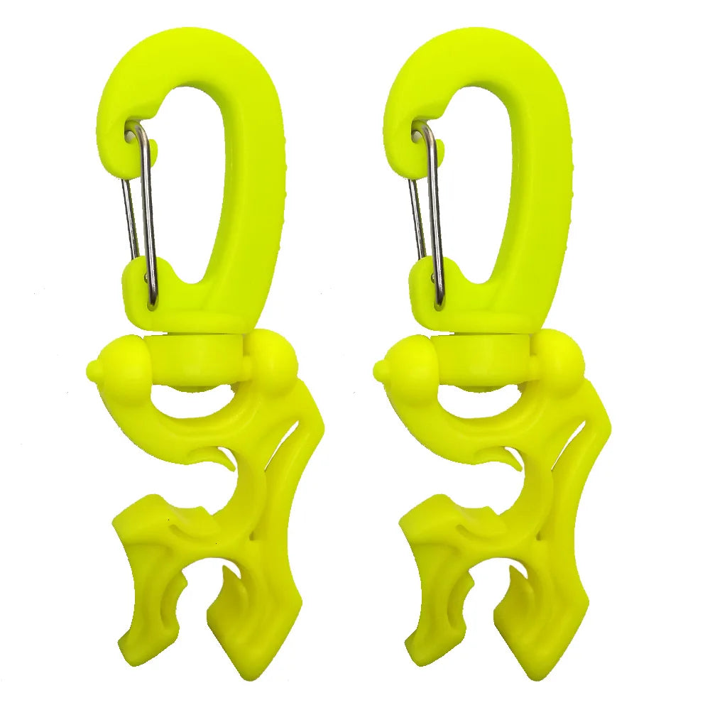 Regulator Double BCD Hose Holder with Clip Buckle Hook for Scuba Diving Snorkeling Oasis Select Yellow 2 Piece