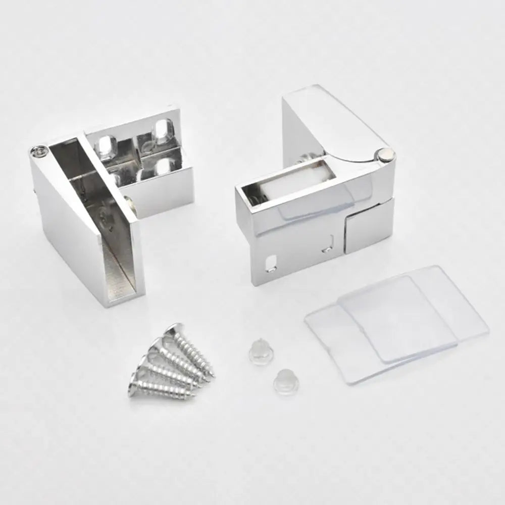 1pair Zinc Alloy Self-closing Glass Door Hinge No Drilling Frameless Clamp Side Mounted Hardware Furniture Accessories Oasis Select