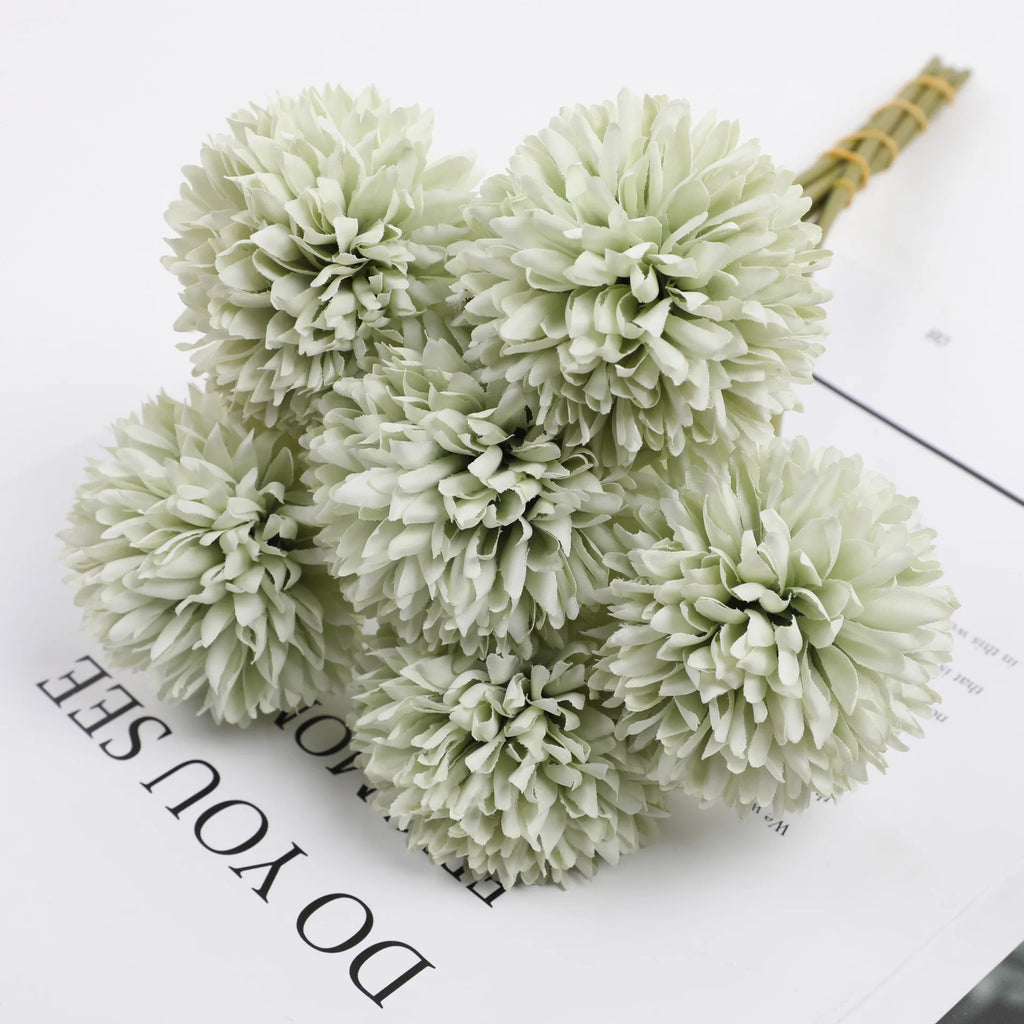 6 Piece Hydrangea Artificial Flower Bouquet Boho Wedding Home Bedroom Decor Craft Vase Arrangement Decorative Accessories Oasis Select green