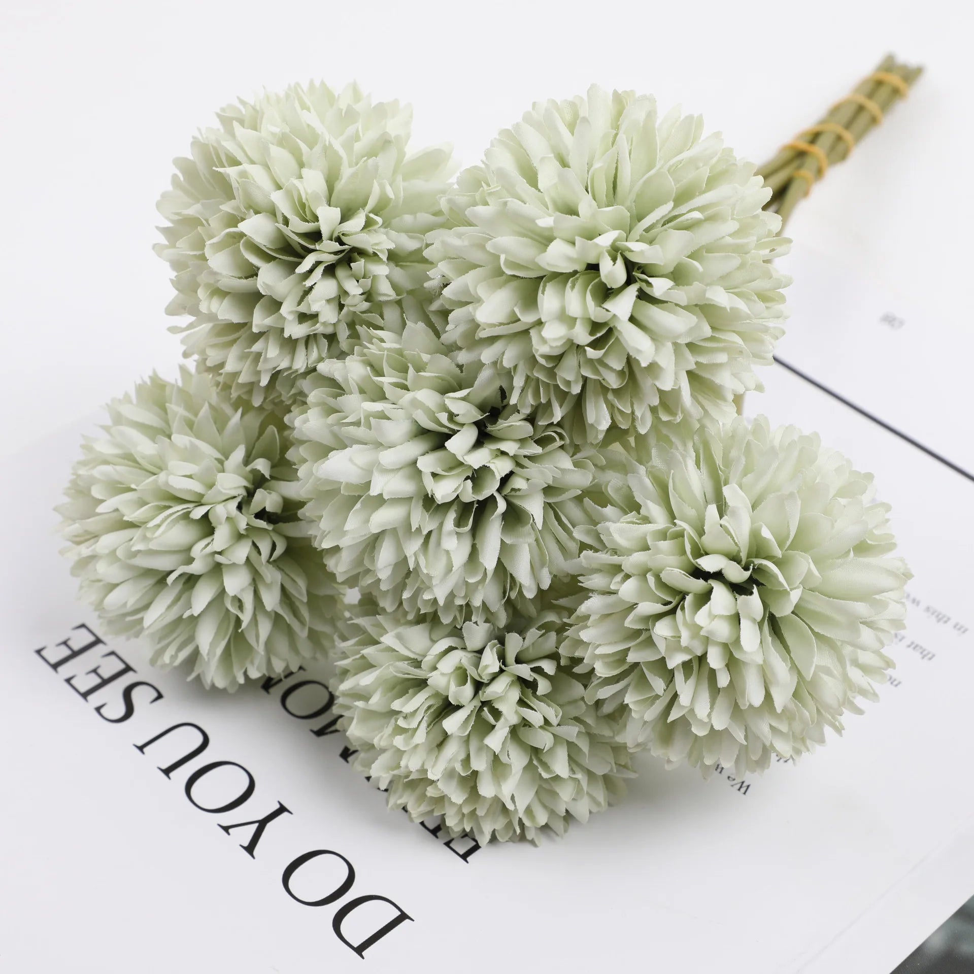 6 Piece Hydrangea Artificial Flower Bouquet Boho Wedding Home Bedroom Decor Craft Vase Arrangement Decorative Accessories Oasis Select green