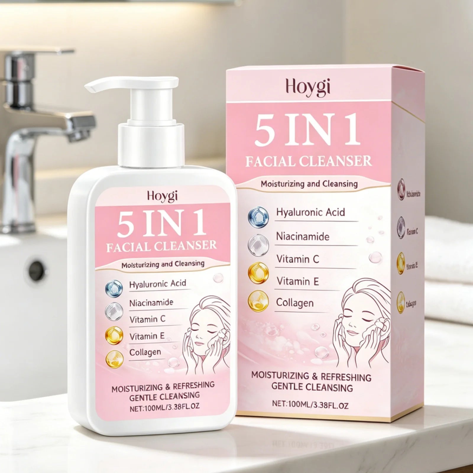 Hoygi 5-in-1 Facial Cleanser – Oil Control & Brightening Foam Facial Cleanser Oasis Select