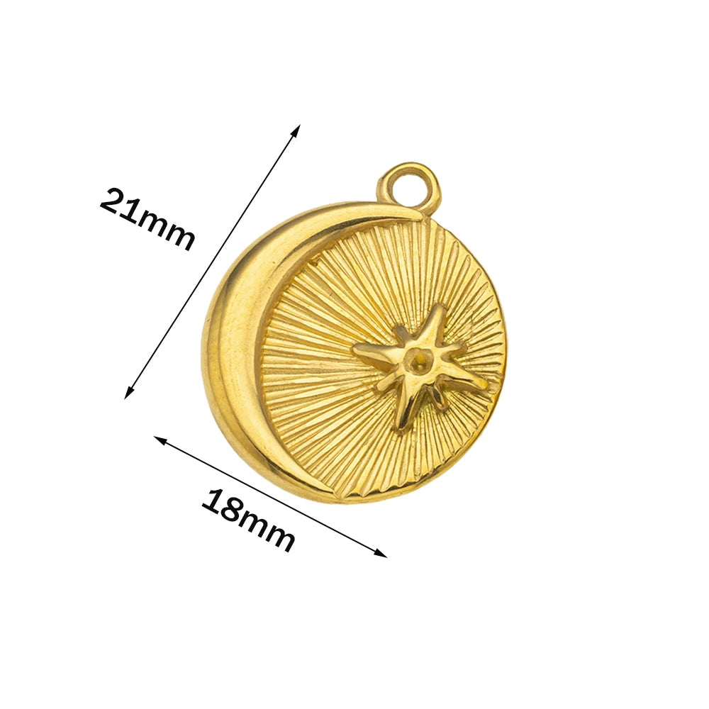 5pcs Stainless Steel Celestial Sun Charms Smile Pendants DIY for Necklace Bracelet Jewelry Making Craft Supplies Party Decor Oasis Select B Gold 18X21mm