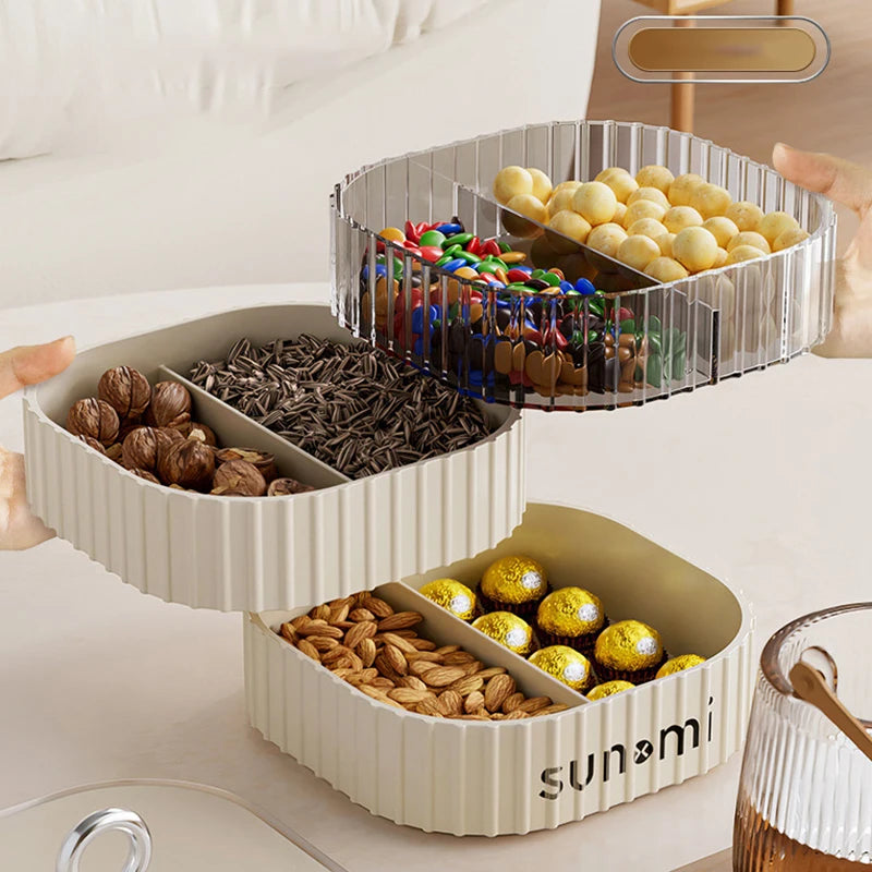 Double-Layer Snack & Candy Storage Box | 4-Compartment Tray